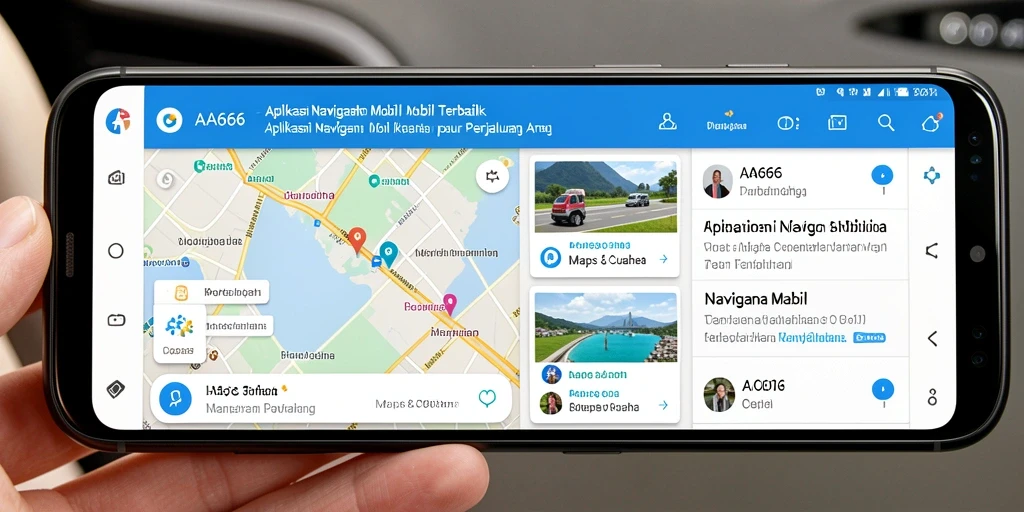 Antarmuka aplikasi AA666 yang memudahkan navigasi mobil.