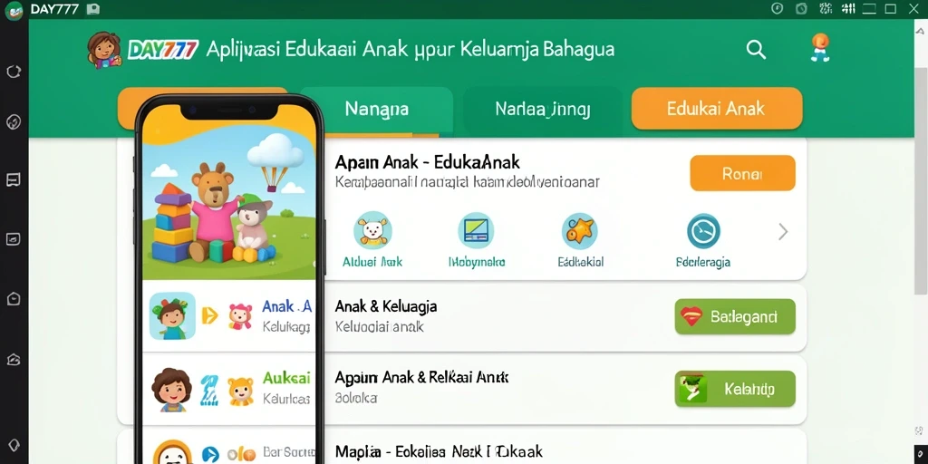 Antarmuka menarik aplikasi Edukasi Anak DAY777.