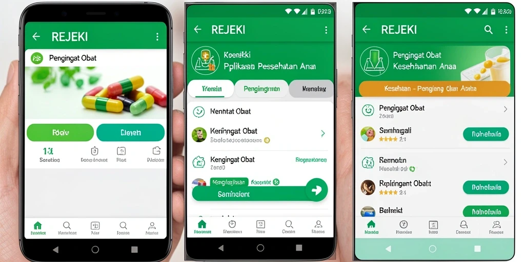 Tampilan antarmuka aplikasi REJEKI untuk Pengingat Obat yang menarik.